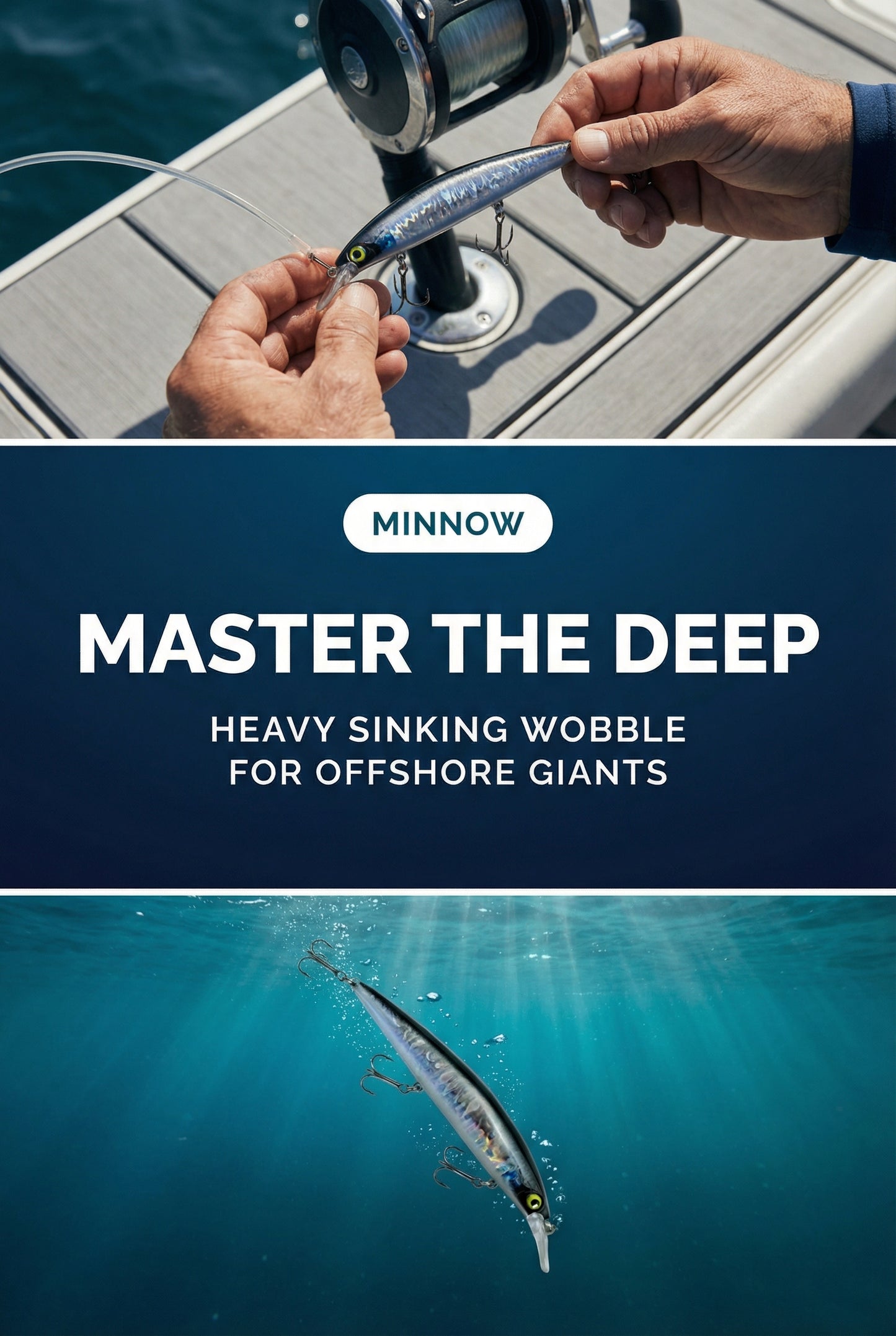 Minnow Premium Fishing Lure Sinking Heavy Wobble Black and Silver