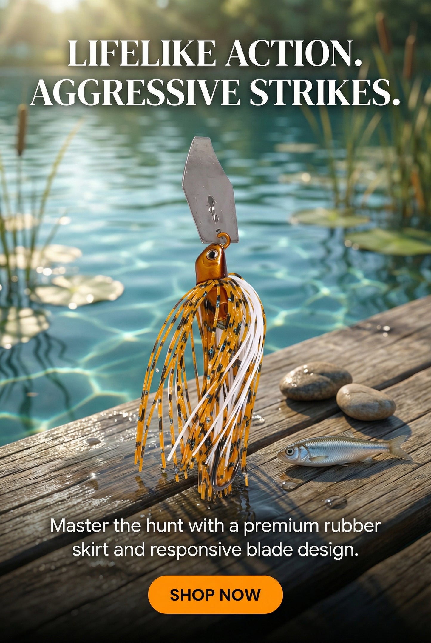 Vibrating Jig Bladed Swim Premium with Rubber Skirt for Freshwater