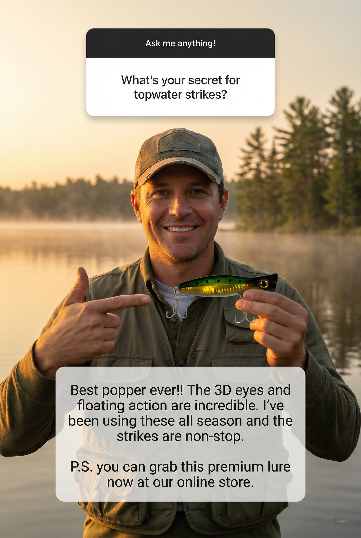 Floating Popper Premium Fishing Lure 3D Eyes