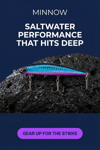 Minnow Premium Fishing Lure Sinking Heavy Wobble Blue and Violet