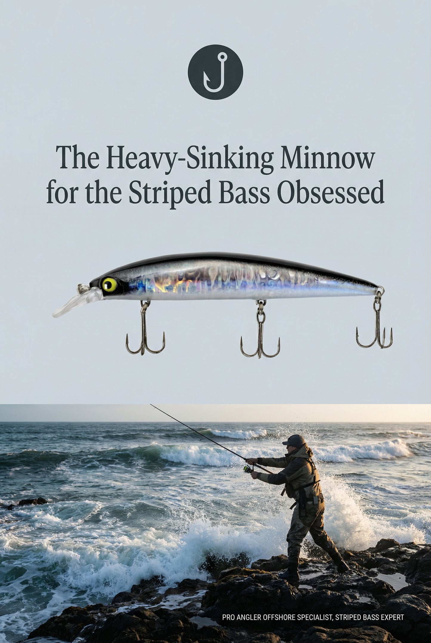Minnow Premium Fishing Lure Sinking Heavy Wobble Black and Silver