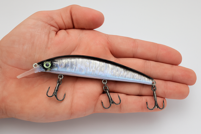 Minnow Premium Fishing Lure Sinking Heavy Wobble Black and Silver